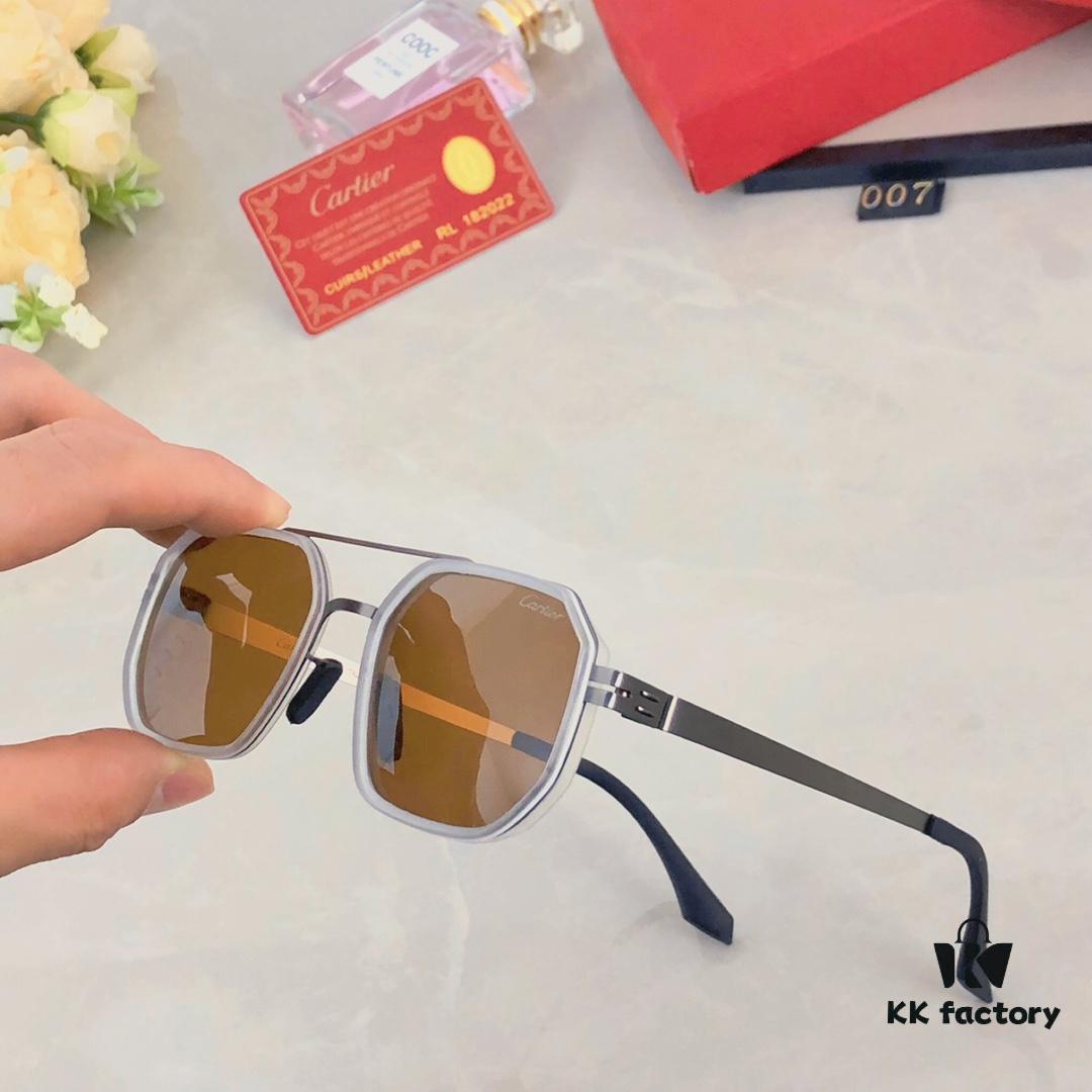 Cartier Double Bridge Sunglasses for Men, Stylish and Trendy Unisex Sun Glasses, Fashionable UV Protection Driving Eyewear