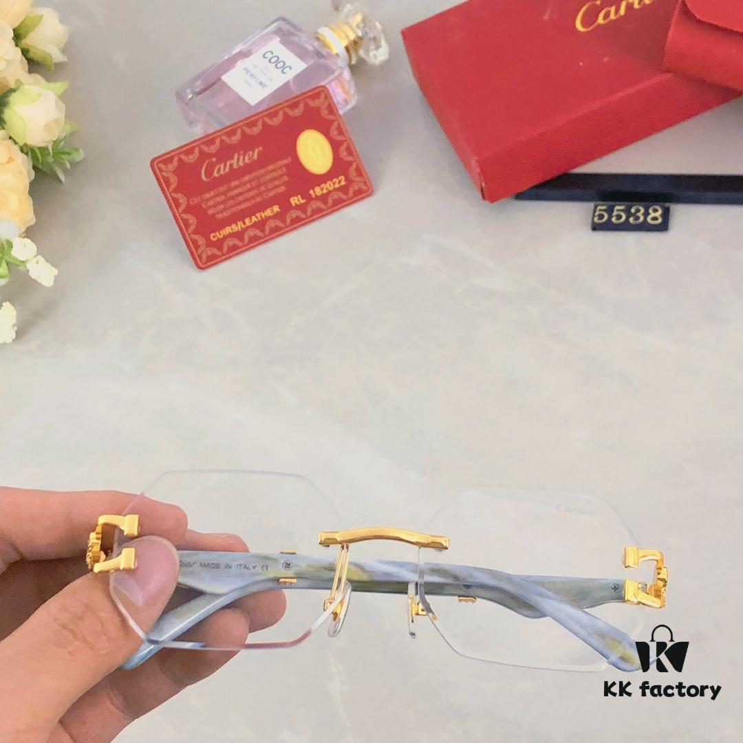 Cartier New Style Frameless Panther Decorated Sunglasses, Retro Fashion Unisex Driving Sun Glasses