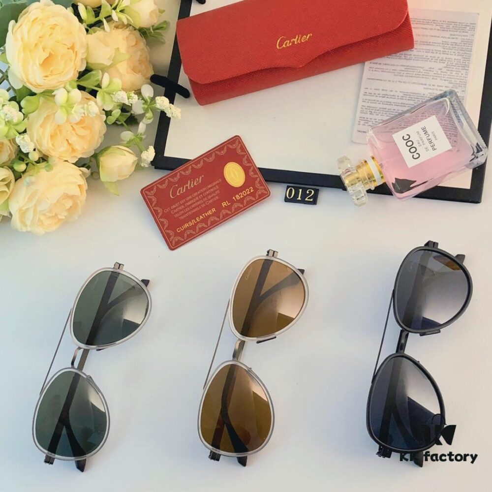 Cartier Men's New Stainless Steel Leather High-Definition Polarized Sunglasses, Pilot Metal Double-Bridge UV Protection Aviator Driving Glasses