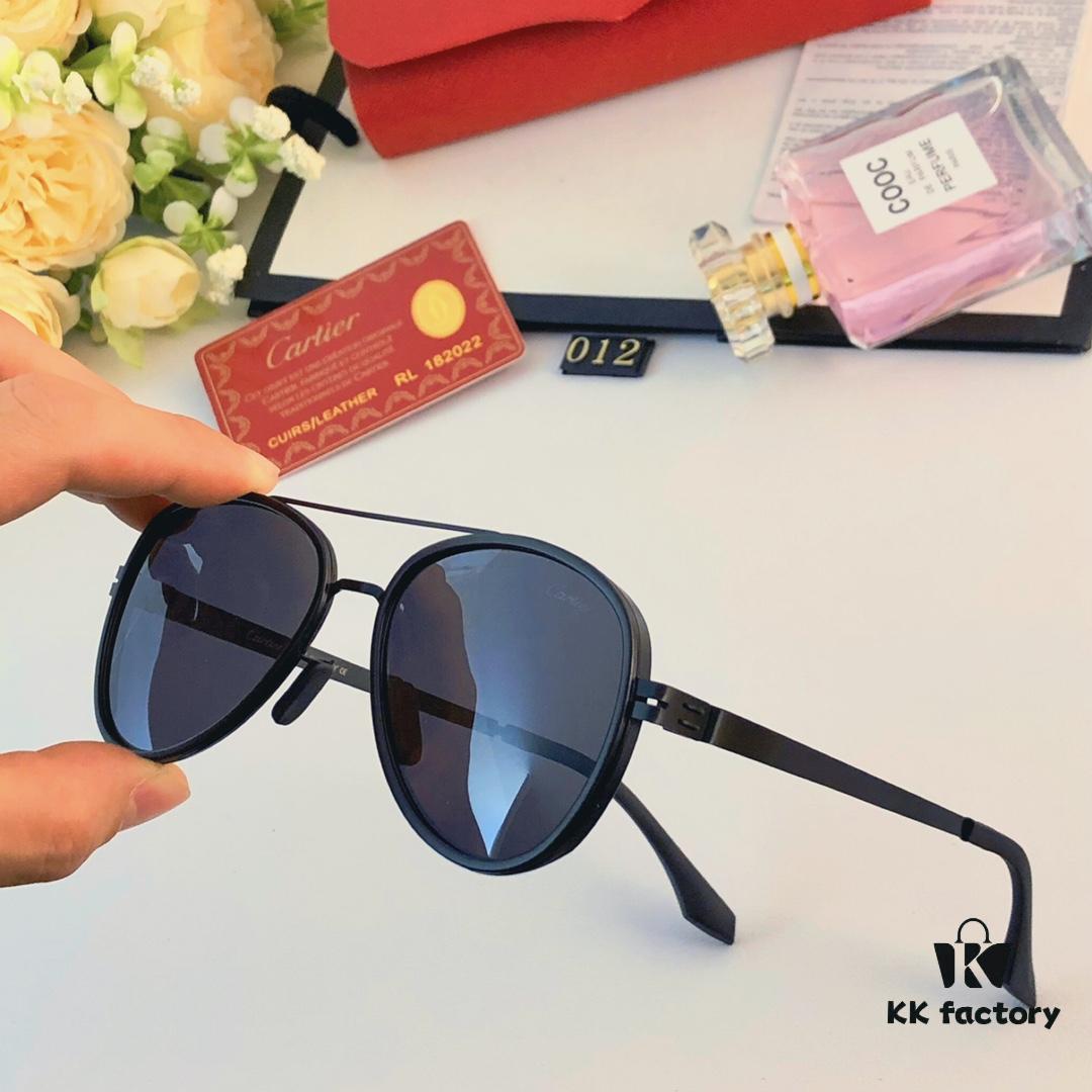 Cartier Men's New Stainless Steel Leather High-Definition Polarized Sunglasses, Pilot Metal Double-Bridge UV Protection Aviator Driving Glasses