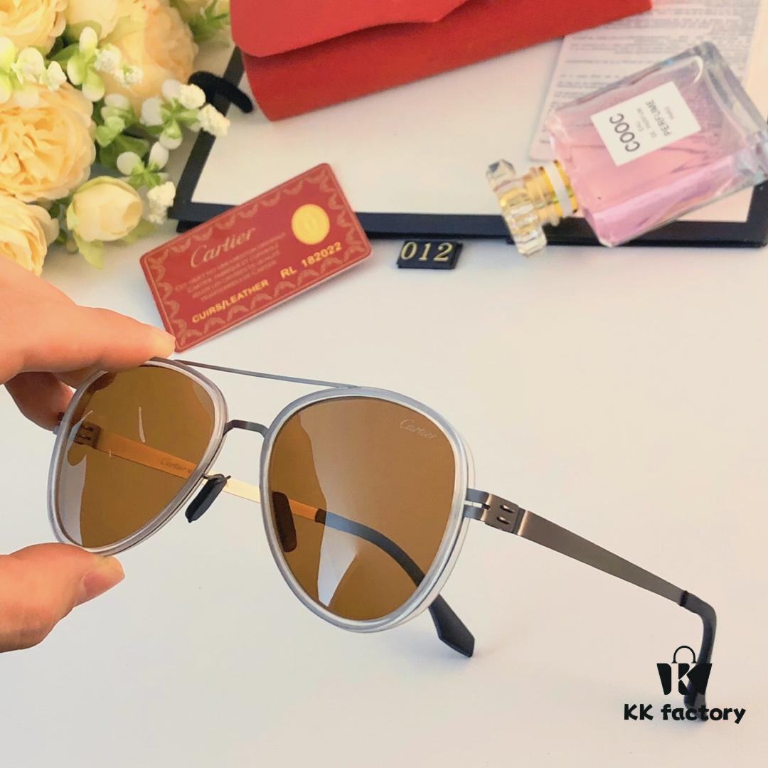 Cartier Men's New Stainless Steel Leather High-Definition Polarized Sunglasses, Pilot Metal Double-Bridge UV Protection Aviator Driving Glasses