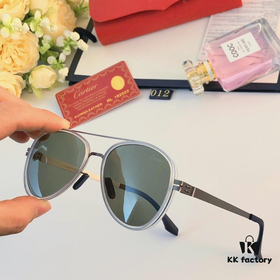 Cartier Men's New Stainless Steel Leather High-Definition Polarized Sunglasses, Pilot Metal Double-Bridge UV Protection Aviator Driving Glasses