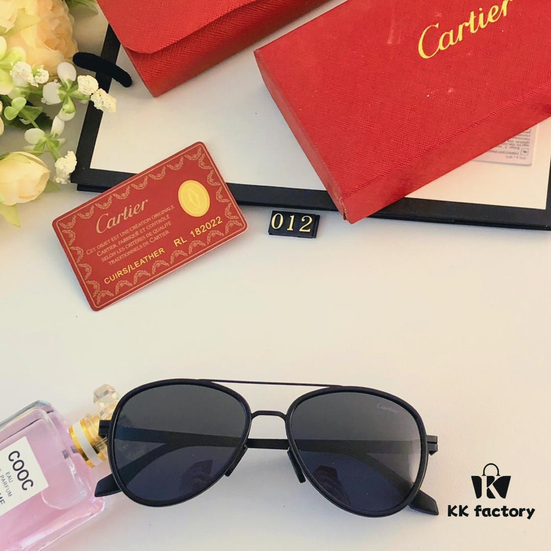 Cartier Men's New Stainless Steel Leather High-Definition Polarized Sunglasses, Pilot Metal Double-Bridge UV Protection Aviator Driving Glasses
