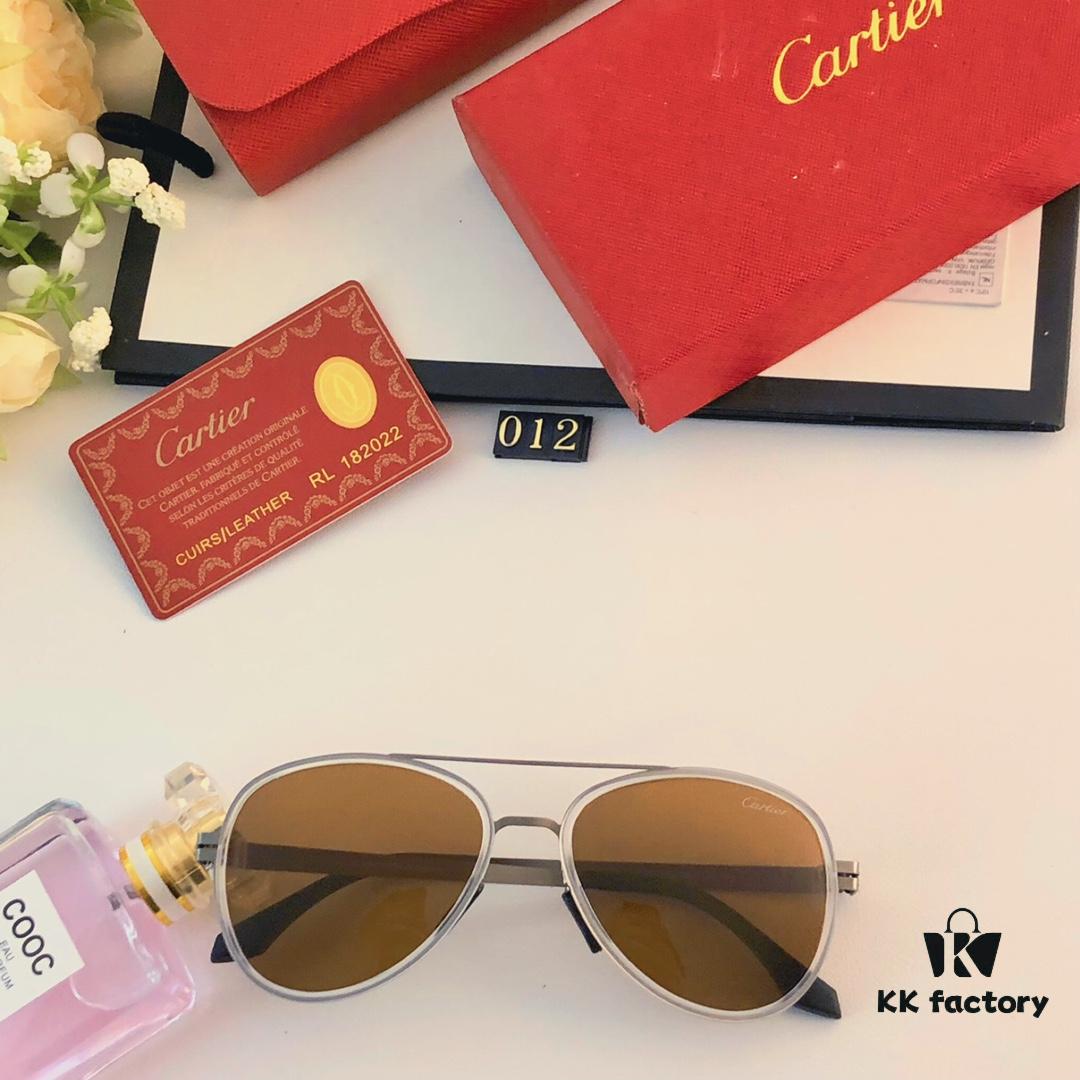 Cartier Men's New Stainless Steel Leather High-Definition Polarized Sunglasses, Pilot Metal Double-Bridge UV Protection Aviator Driving Glasses