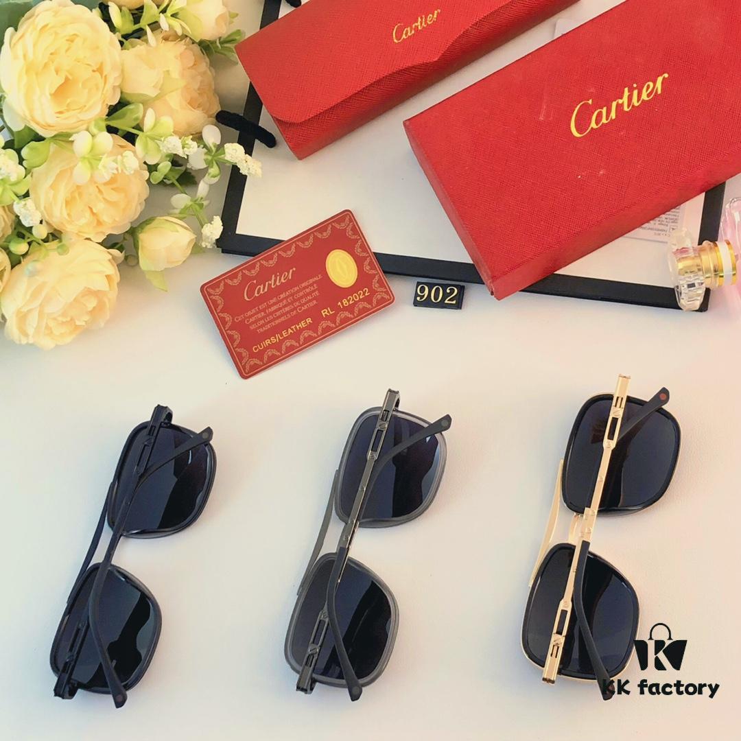 Cartier Men's Square Frame Polarized Sunglasses, Ultra-light Metal Frame UV Protection Sun Glasses for Driving