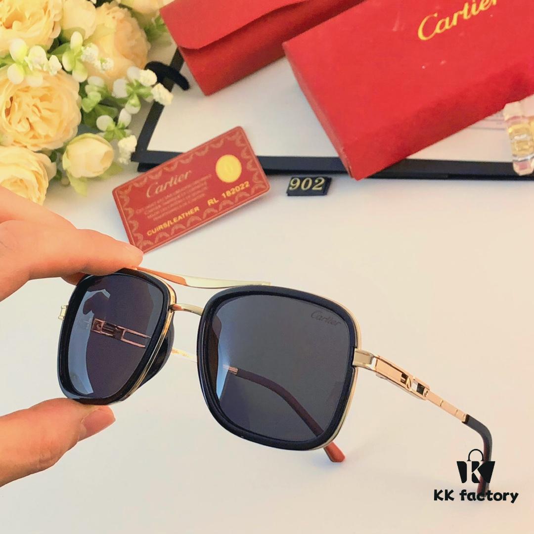 Cartier Men's Square Frame Polarized Sunglasses, Ultra-light Metal Frame UV Protection Sun Glasses for Driving