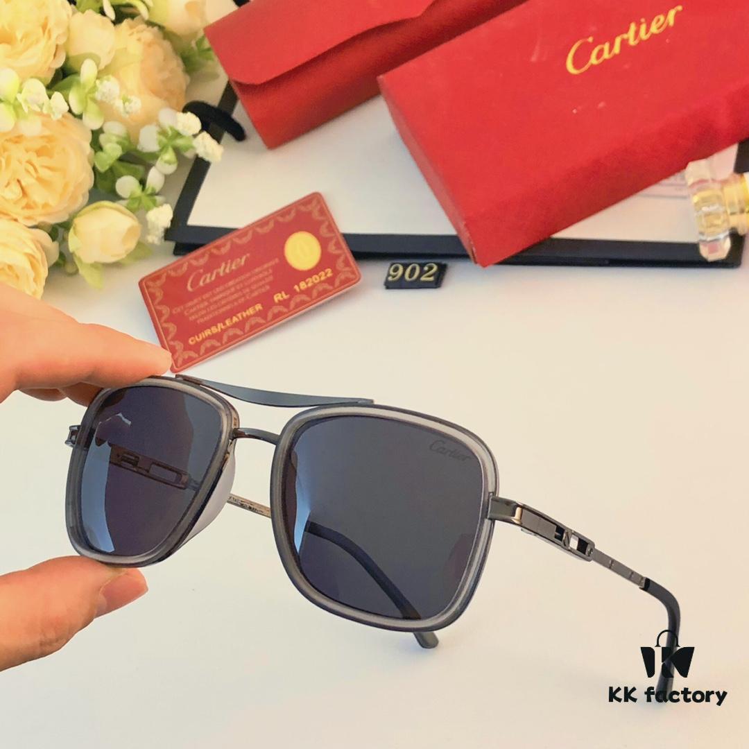 Cartier Men's Square Frame Polarized Sunglasses, Ultra-light Metal Frame UV Protection Sun Glasses for Driving
