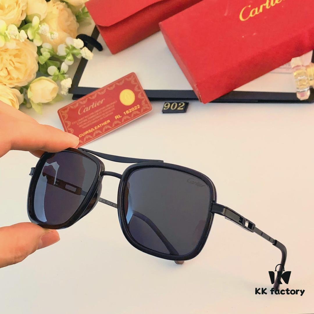 Cartier Men's Square Frame Polarized Sunglasses, Ultra-light Metal Frame UV Protection Sun Glasses for Driving