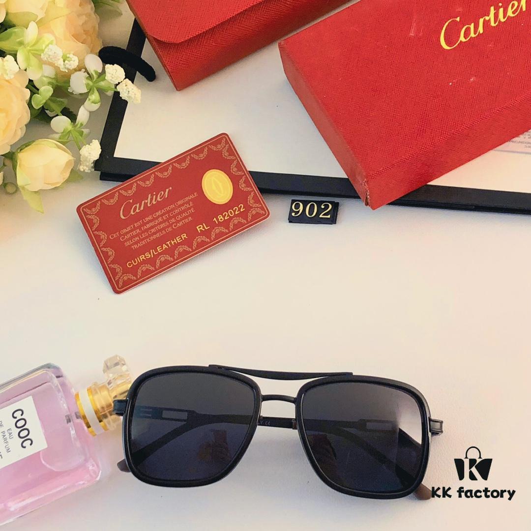 Cartier Men's Square Frame Polarized Sunglasses, Ultra-light Metal Frame UV Protection Sun Glasses for Driving