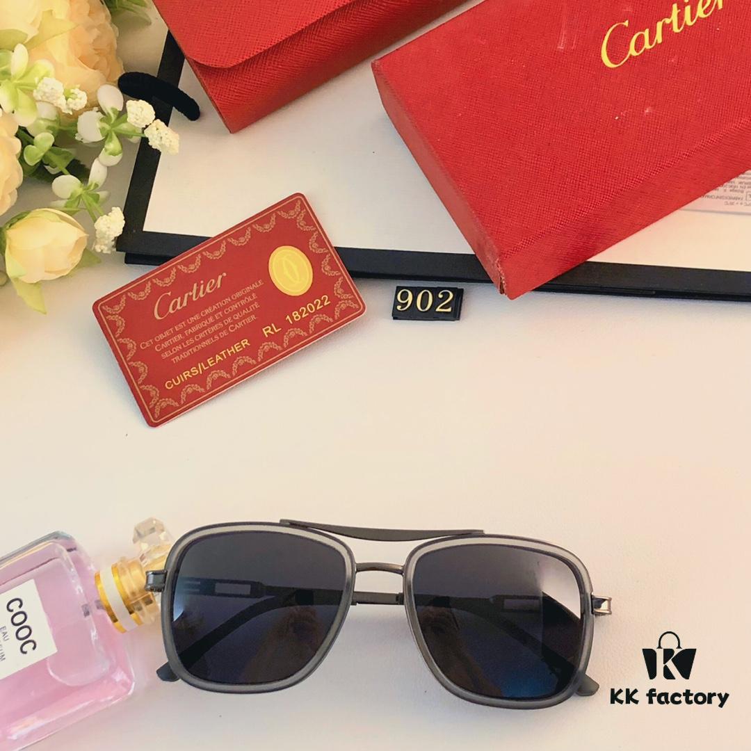 Cartier Men's Square Frame Polarized Sunglasses, Ultra-light Metal Frame UV Protection Sun Glasses for Driving