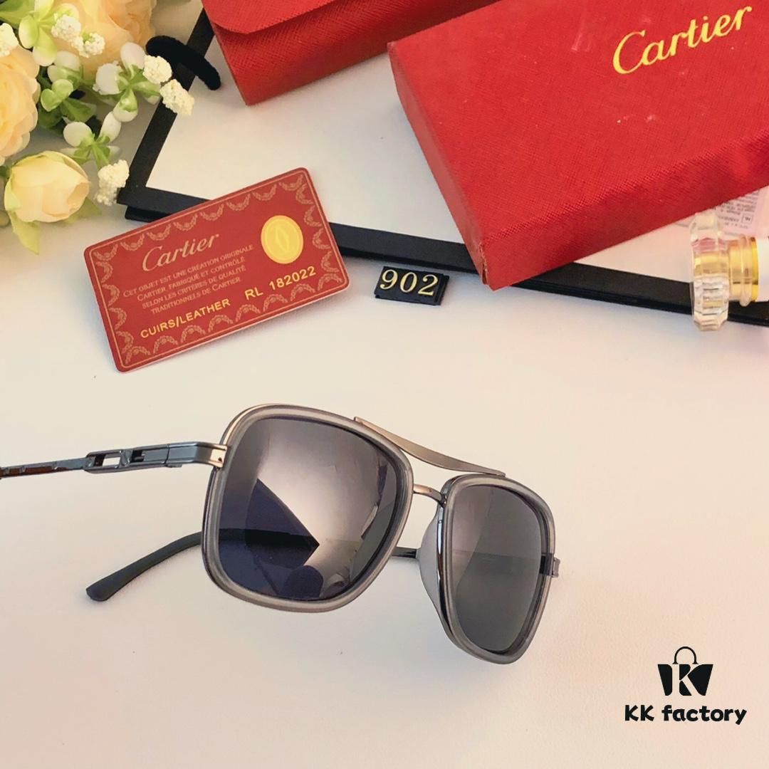 Cartier Men's Square Frame Polarized Sunglasses, Ultra-light Metal Frame UV Protection Sun Glasses for Driving
