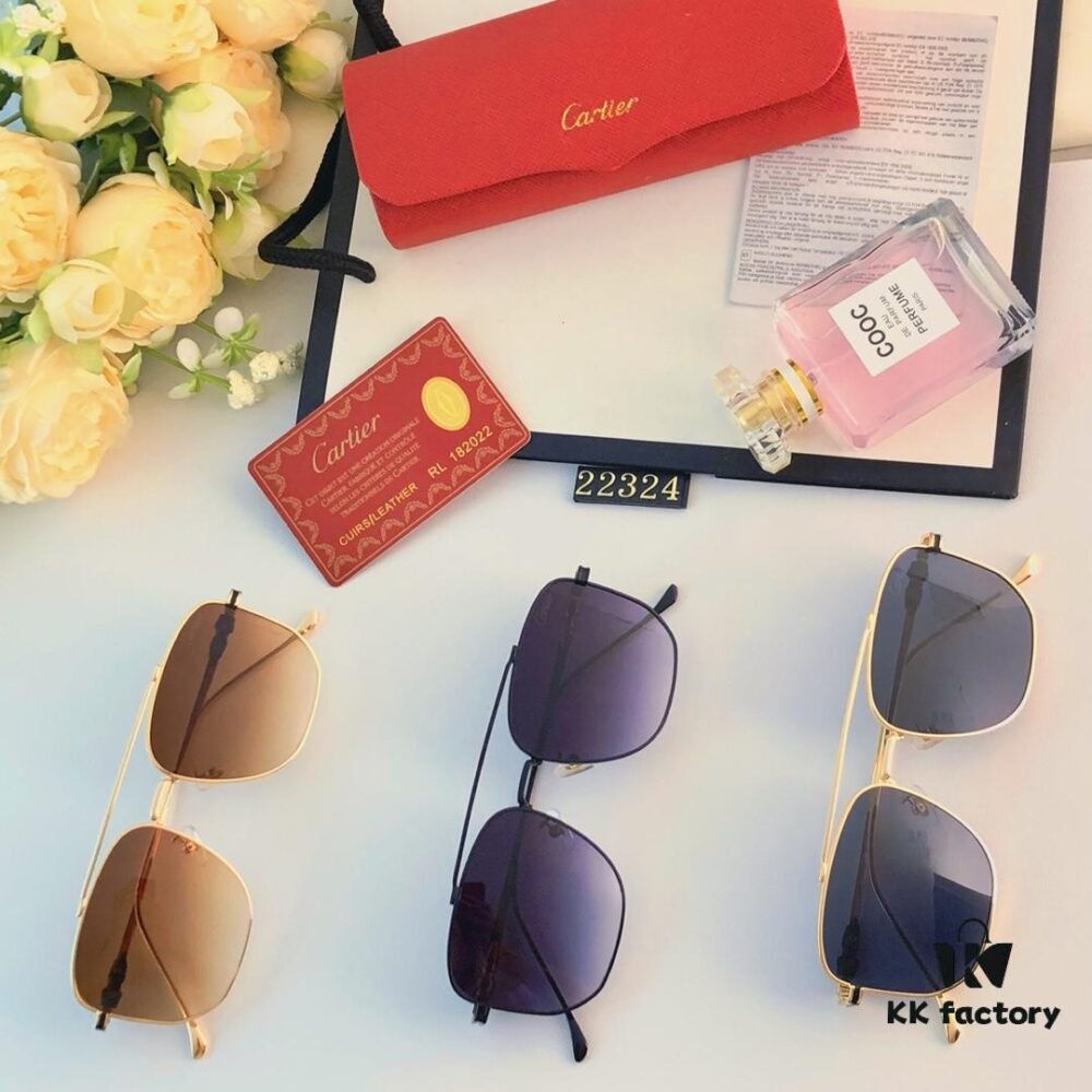 Cartier Square Sunglasses, Same Style as Zhang Yishan, Fashionable Metal Frame Sunglasses for Men, Trendy Oversized Sun Glasses