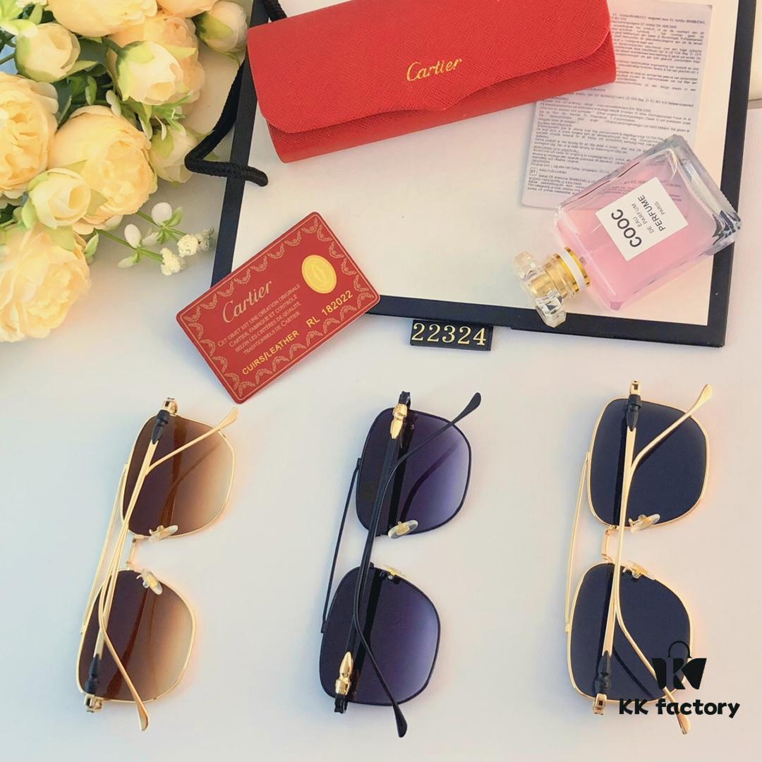 Cartier Square Sunglasses, Same Style as Zhang Yishan, Fashionable Metal Frame Sunglasses for Men, Trendy Oversized Sun Glasses