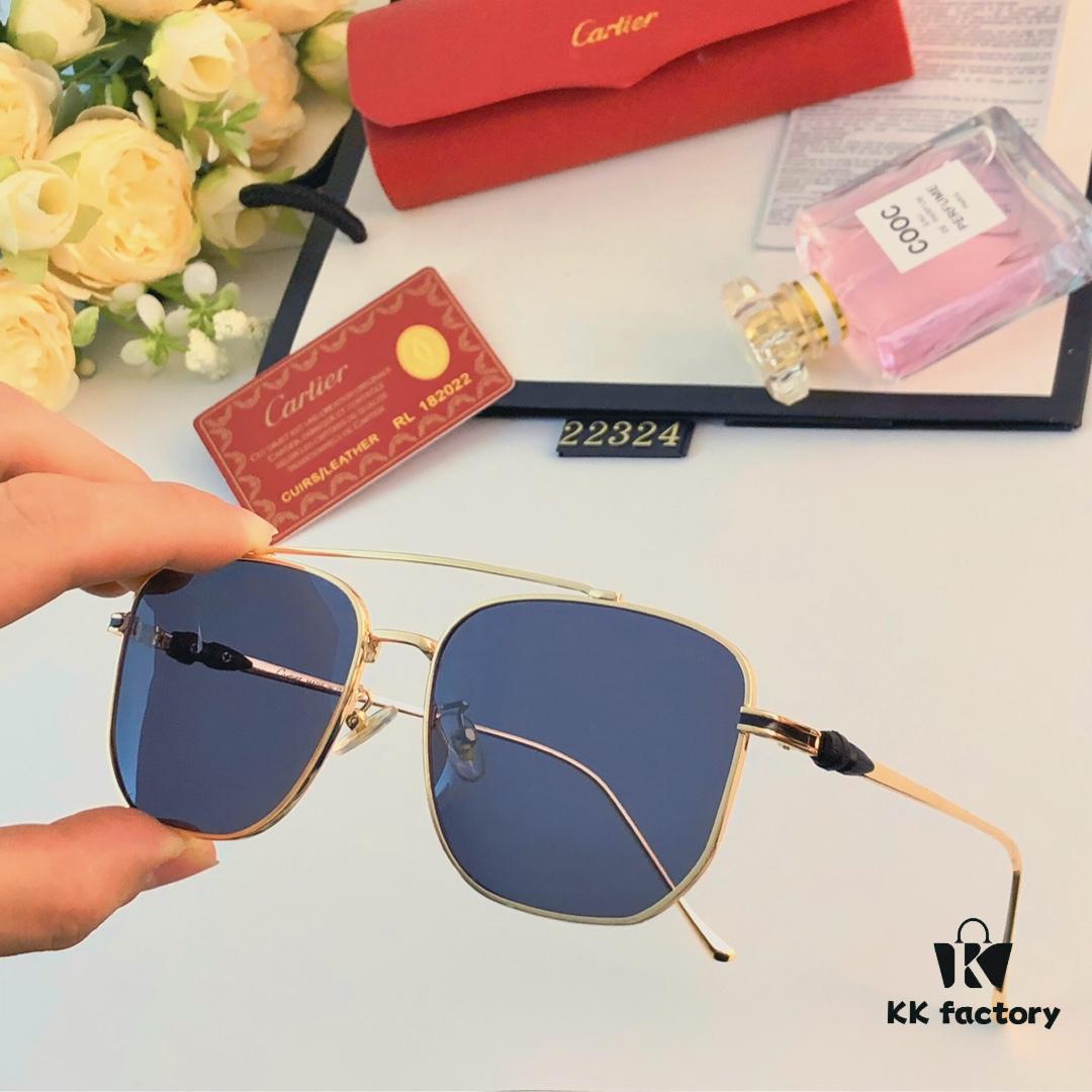Cartier Square Sunglasses, Same Style as Zhang Yishan, Fashionable Metal Frame Sunglasses for Men, Trendy Oversized Sun Glasses