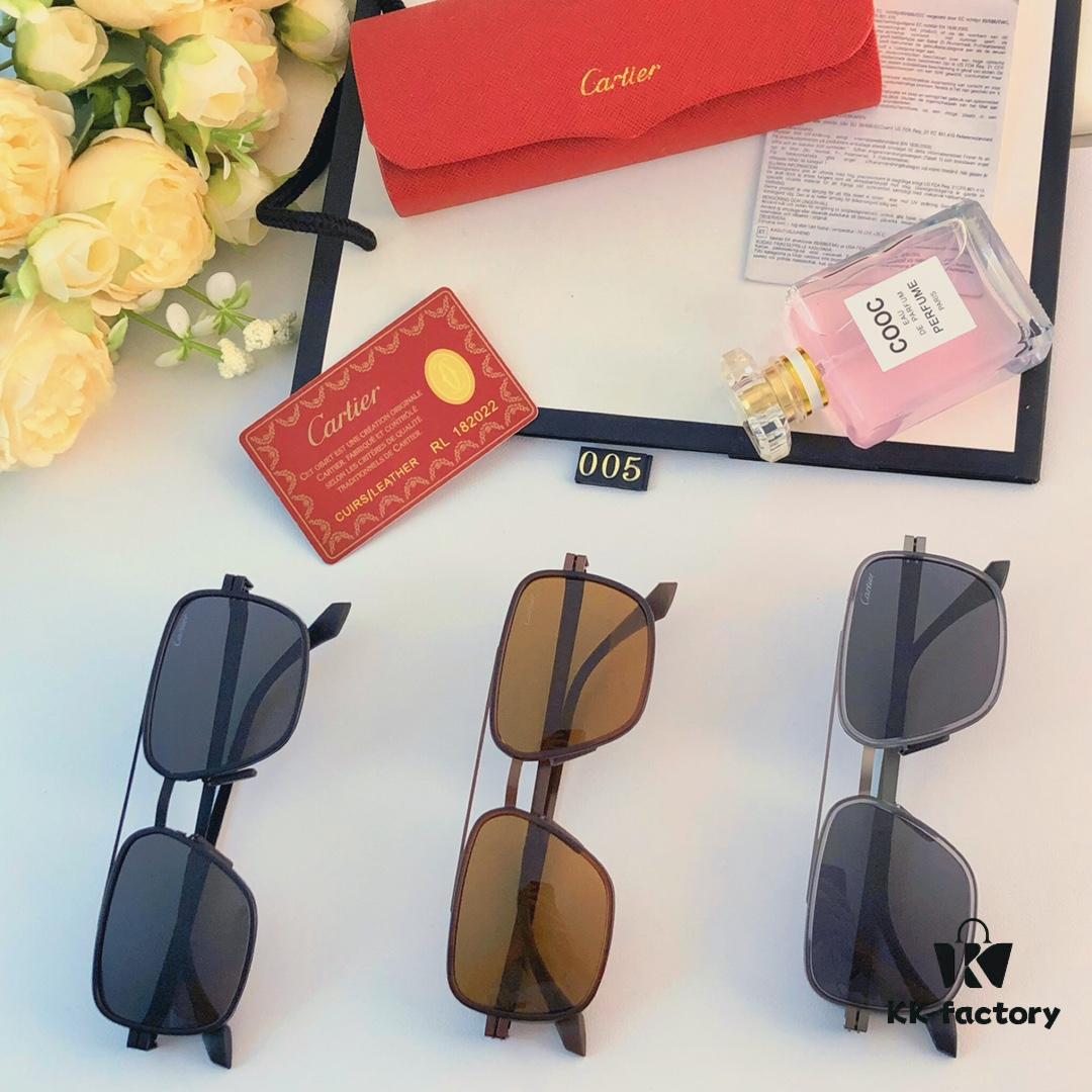 Cartier New Fashion Pilot Metal Sunglasses with Double Bridge, High-End Sunglass Frame, Can Be Fitted with Prescription Lenses