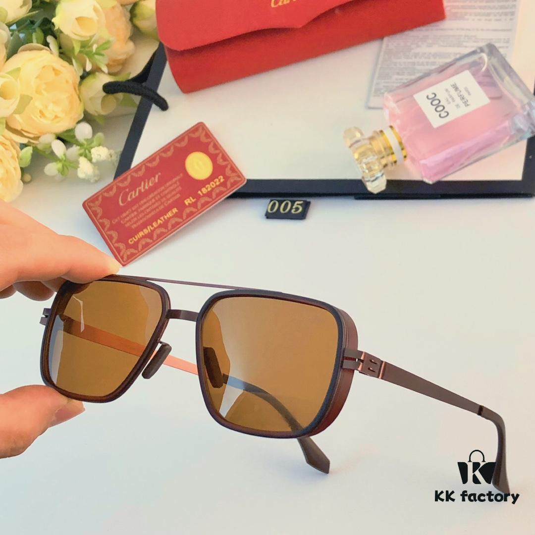 Cartier New Fashion Pilot Metal Sunglasses with Double Bridge, High-End Sunglass Frame, Can Be Fitted with Prescription Lenses