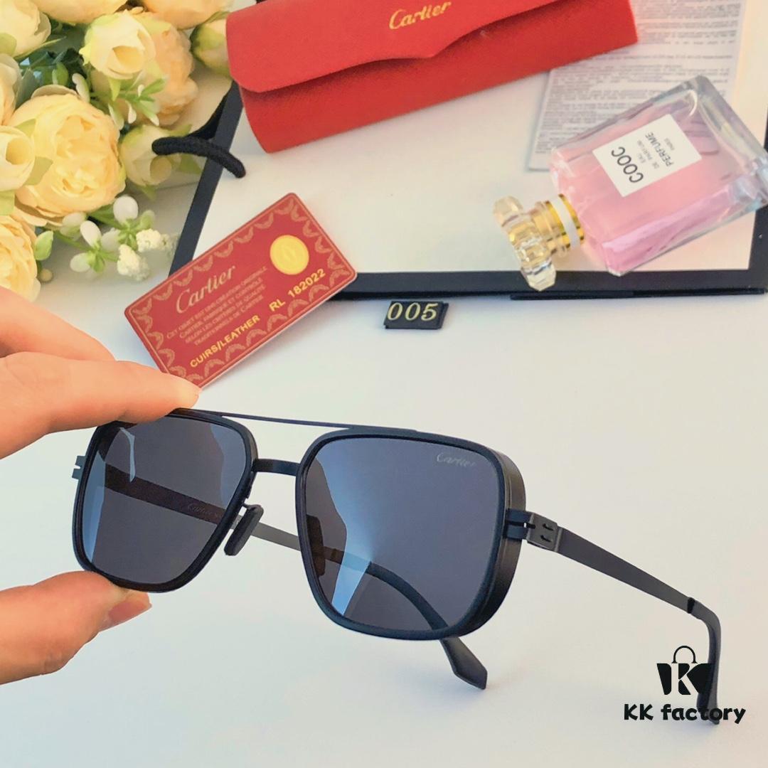 Cartier New Fashion Pilot Metal Sunglasses with Double Bridge, High-End Sunglass Frame, Can Be Fitted with Prescription Lenses