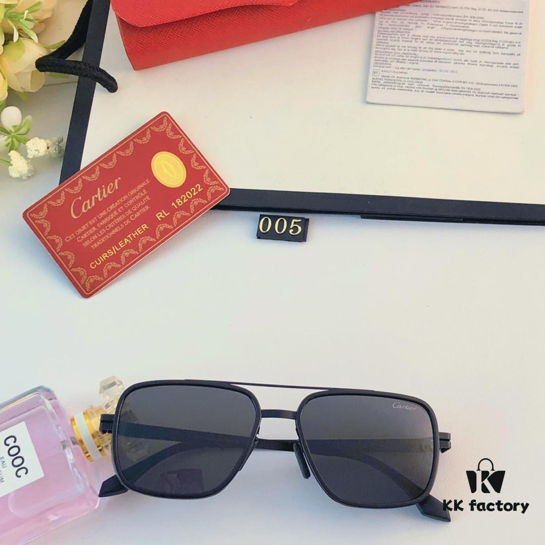 Cartier New Fashion Pilot Metal Sunglasses with Double Bridge, High-End Sunglass Frame, Can Be Fitted with Prescription Lenses