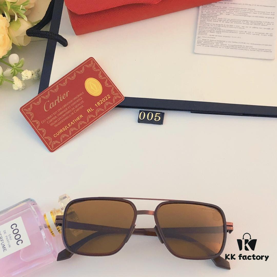 Cartier New Fashion Pilot Metal Sunglasses with Double Bridge, High-End Sunglass Frame, Can Be Fitted with Prescription Lenses