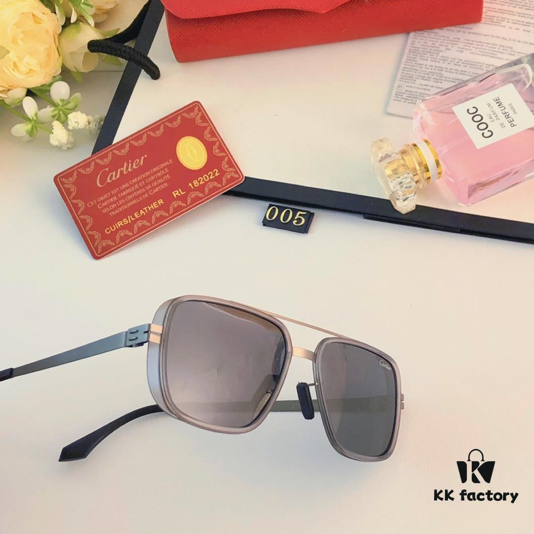 Cartier New Fashion Pilot Metal Sunglasses with Double Bridge, High-End Sunglass Frame, Can Be Fitted with Prescription Lenses