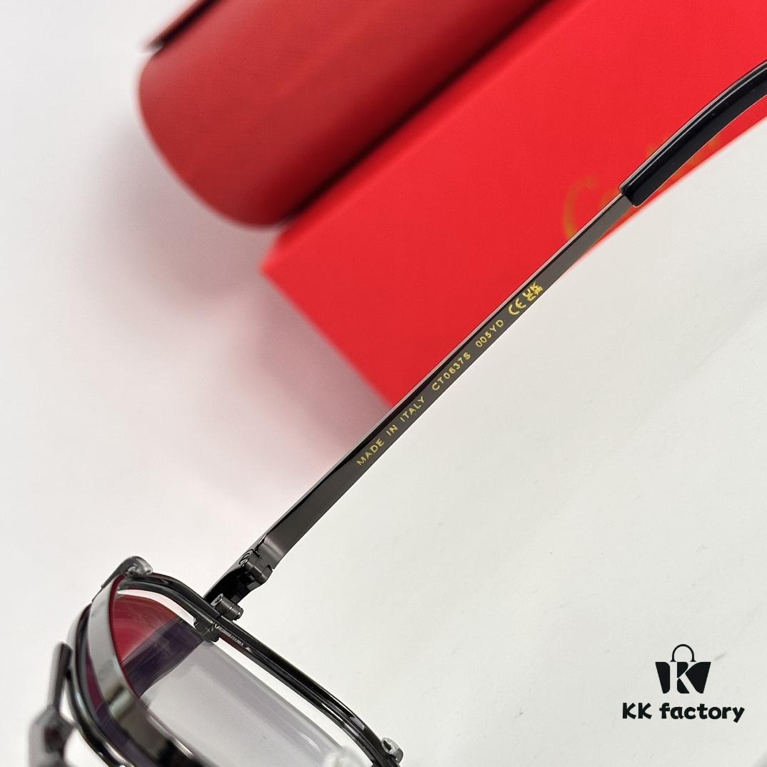 Cartier CT0637S Folding Cat-Eye Sunglasses with Leopard Head Inlay