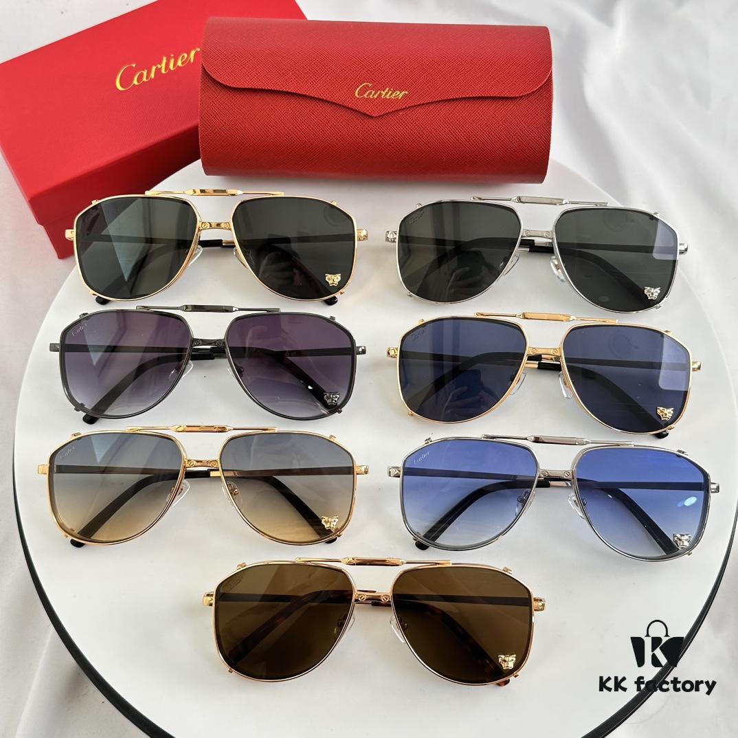 Cartier CT0637S Folding Cat-Eye Sunglasses with Leopard Head Inlay