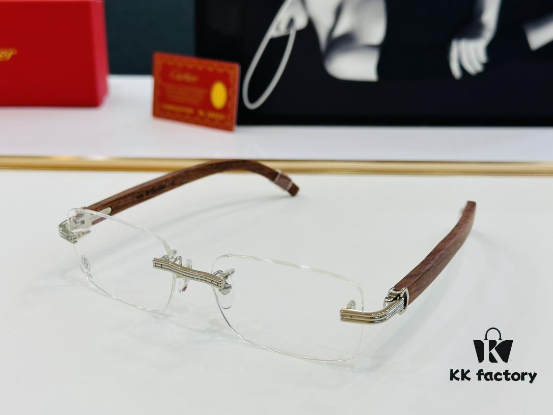Cartier CT0286 Men's Eyeglasses - Size 54 □ 17-140, Universal Frame Shape for All Face Types, Comfortable Fit, Compatible with Prescription Lenses, Wooden Temples, Suitable as Sunglasses
