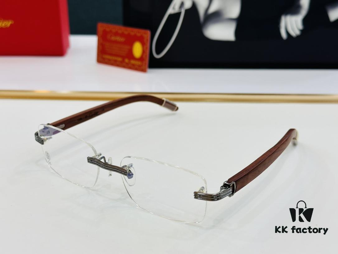Cartier CT0286 Men's Eyeglasses - Size 54 □ 17-140, Universal Frame Shape for All Face Types, Comfortable Fit, Compatible with Prescription Lenses, Wooden Temples, Suitable as Sunglasses