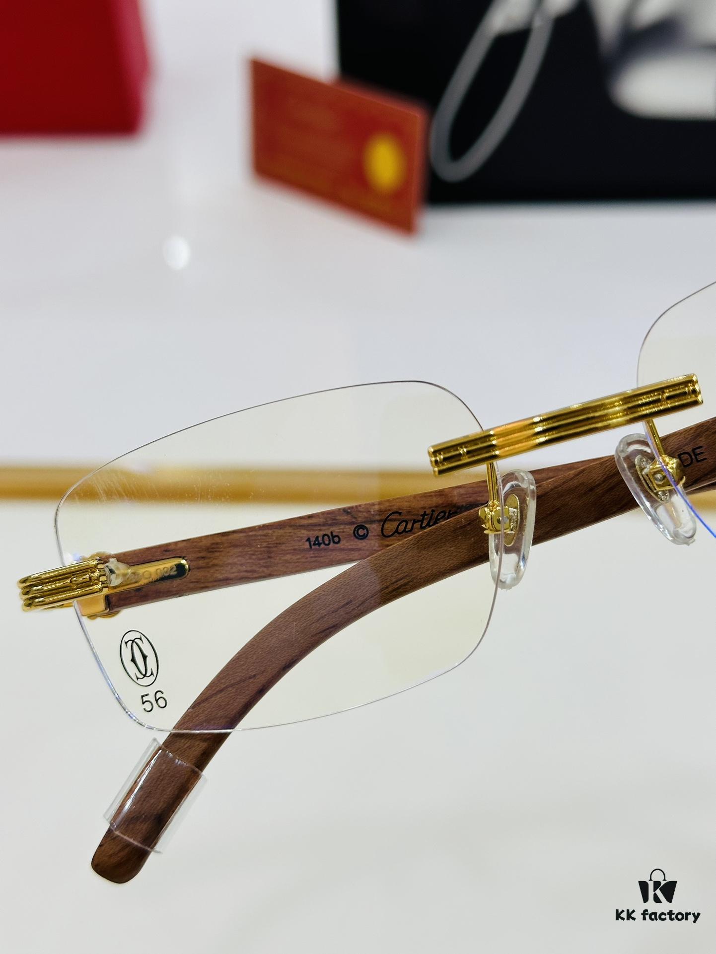Cartier CT0286 Men's Eyeglasses - Size 54 □ 17-140, Universal Frame Shape for All Face Types, Comfortable Fit, Compatible with Prescription Lenses, Wooden Temples, Suitable as Sunglasses