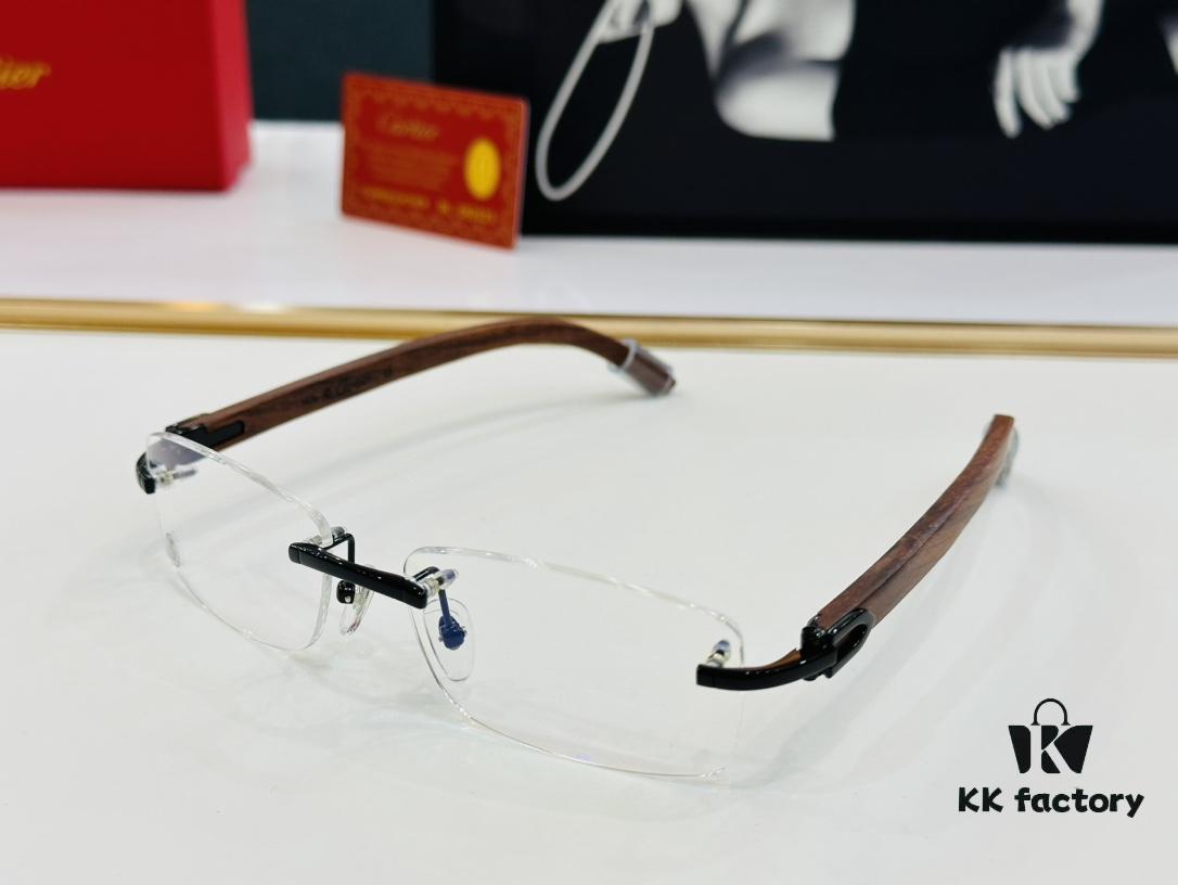 Cartier CT352401 Unisex Sunglasses, Size 54 □ 18-140, Suitable for All Face Shapes, Comfortable Fit, Compatible with Prescription Lenses, Wooden Temples