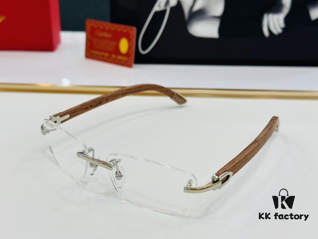 Cartier CT352401 Unisex Sunglasses, Size 54 □ 18-140, Suitable for All Face Shapes, Comfortable Fit, Compatible with Prescription Lenses, Wooden Temples