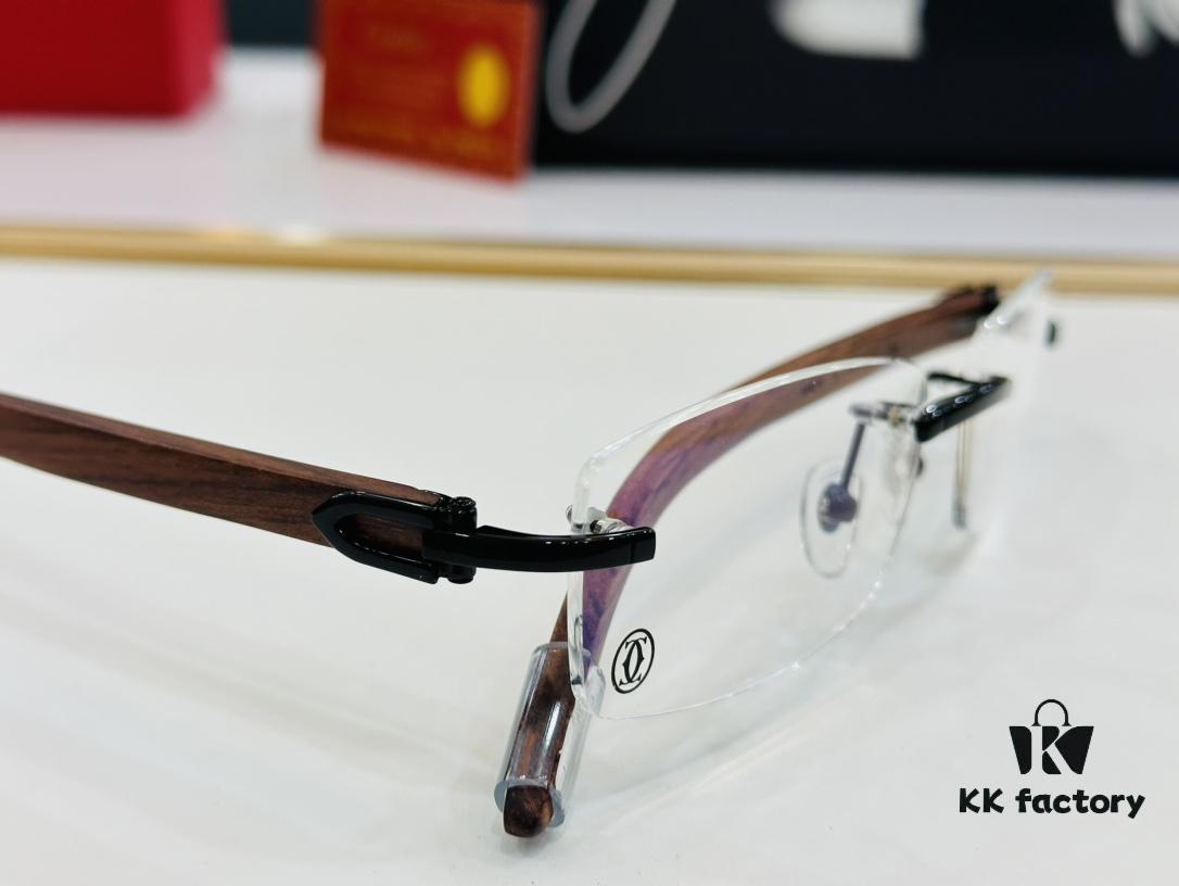 Cartier CT352401 Unisex Sunglasses, Size 54 □ 18-140, Suitable for All Face Shapes, Comfortable Fit, Compatible with Prescription Lenses, Wooden Temples