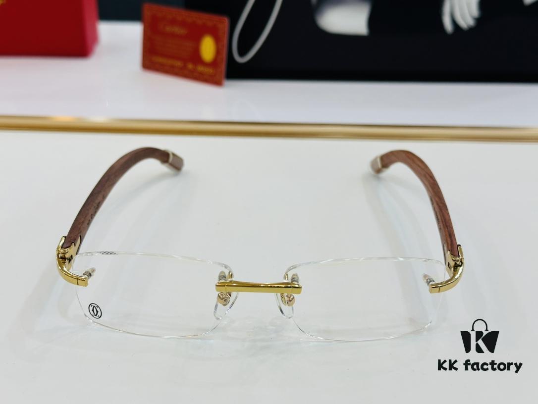 Cartier CT352401 Unisex Sunglasses, Size 54 □ 18-140, Suitable for All Face Shapes, Comfortable Fit, Compatible with Prescription Lenses, Wooden Temples