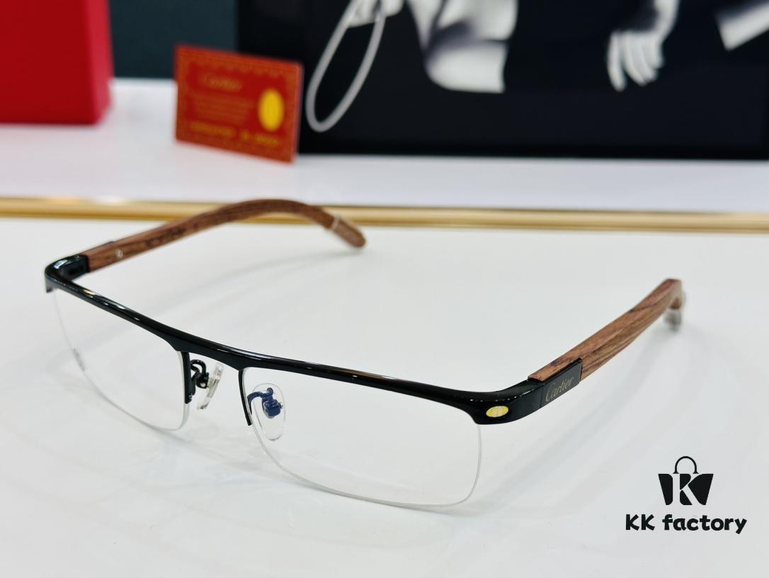 Cartier - CT4581369 Size: 58□17-140 Men's Sunglasses, Universal Frame Shape, Comfortable Fit, Suitable for All Face Types, Compatible with Prescription Lenses, Wooden Temples