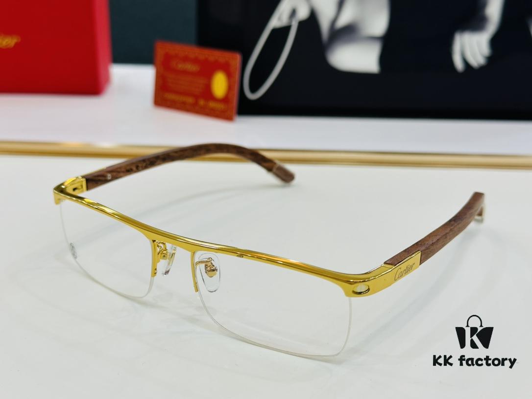 Cartier - CT4581369 Size: 58□17-140 Men's Sunglasses, Universal Frame Shape, Comfortable Fit, Suitable for All Face Types, Compatible with Prescription Lenses, Wooden Temples