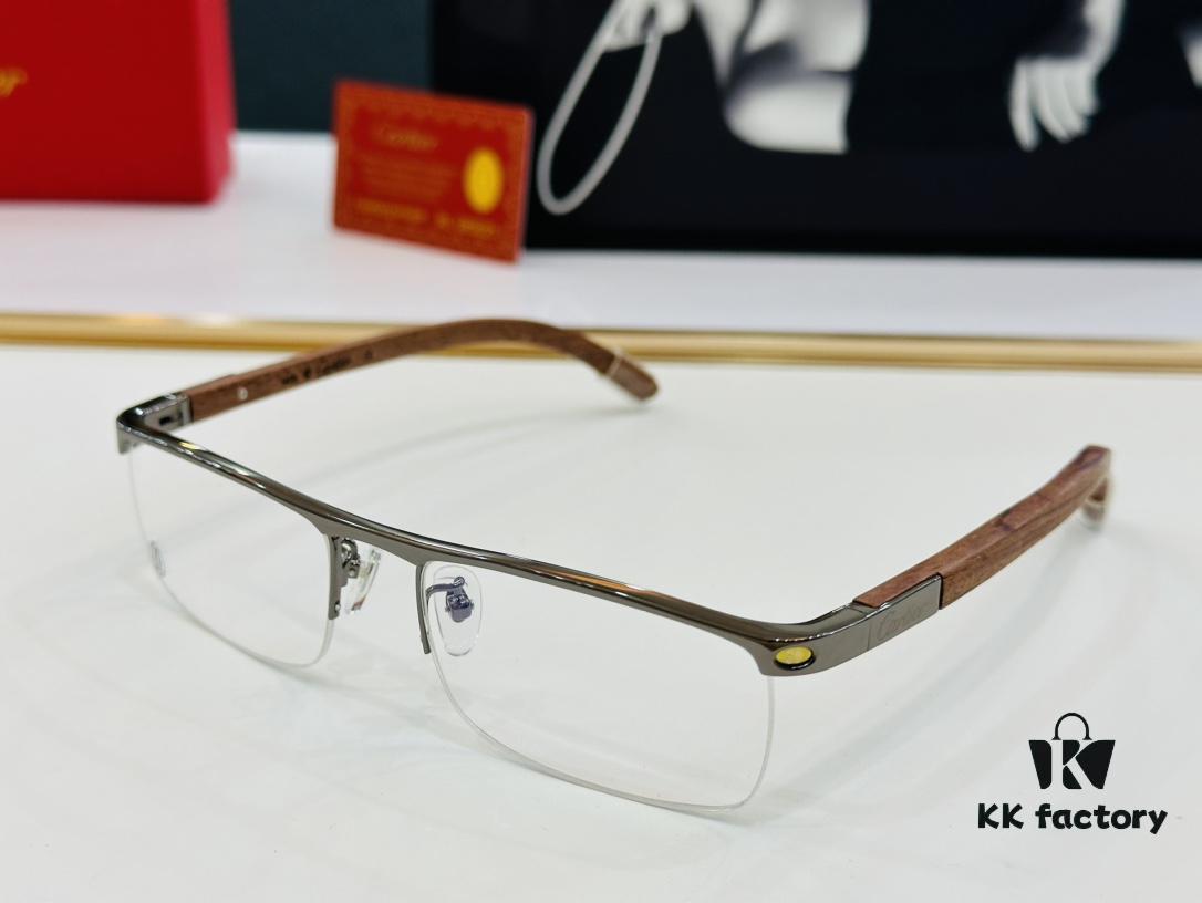 Cartier - CT4581369 Size: 58□17-140 Men's Sunglasses, Universal Frame Shape, Comfortable Fit, Suitable for All Face Types, Compatible with Prescription Lenses, Wooden Temples