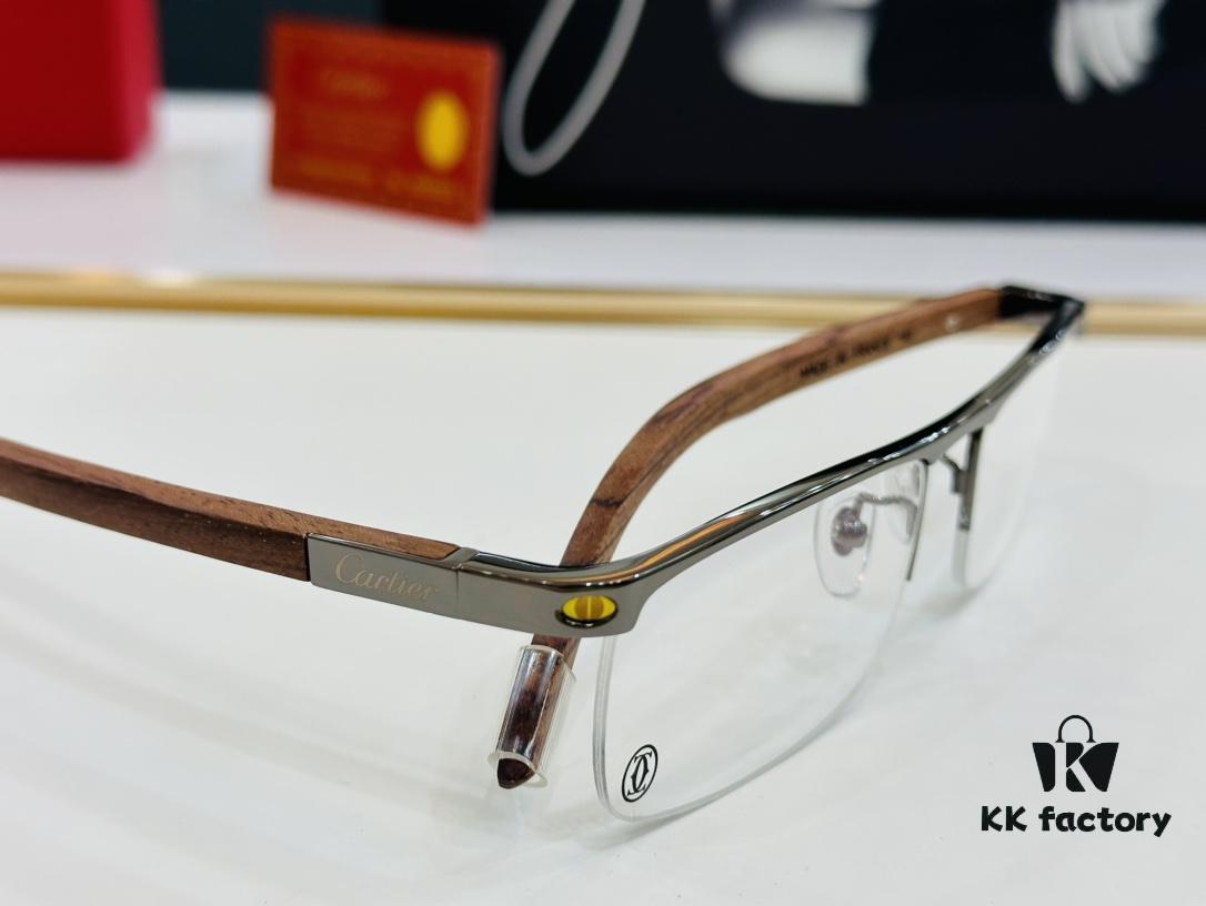 Cartier - CT4581369 Size: 58□17-140 Men's Sunglasses, Universal Frame Shape, Comfortable Fit, Suitable for All Face Types, Compatible with Prescription Lenses, Wooden Temples