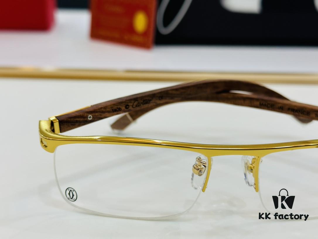 Cartier - CT4581369 Size: 58□17-140 Men's Sunglasses, Universal Frame Shape, Comfortable Fit, Suitable for All Face Types, Compatible with Prescription Lenses, Wooden Temples