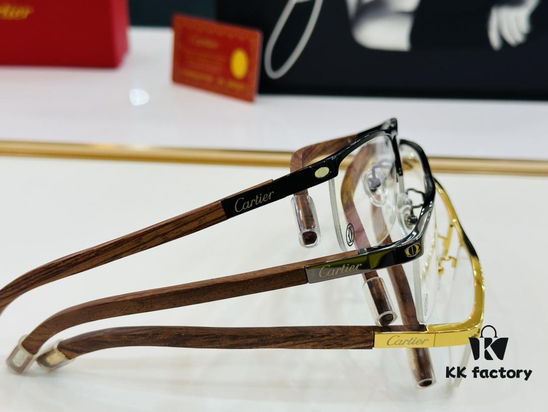 Cartier - CT4581369 Size: 58□17-140 Men's Sunglasses, Universal Frame Shape, Comfortable Fit, Suitable for All Face Types, Compatible with Prescription Lenses, Wooden Temples