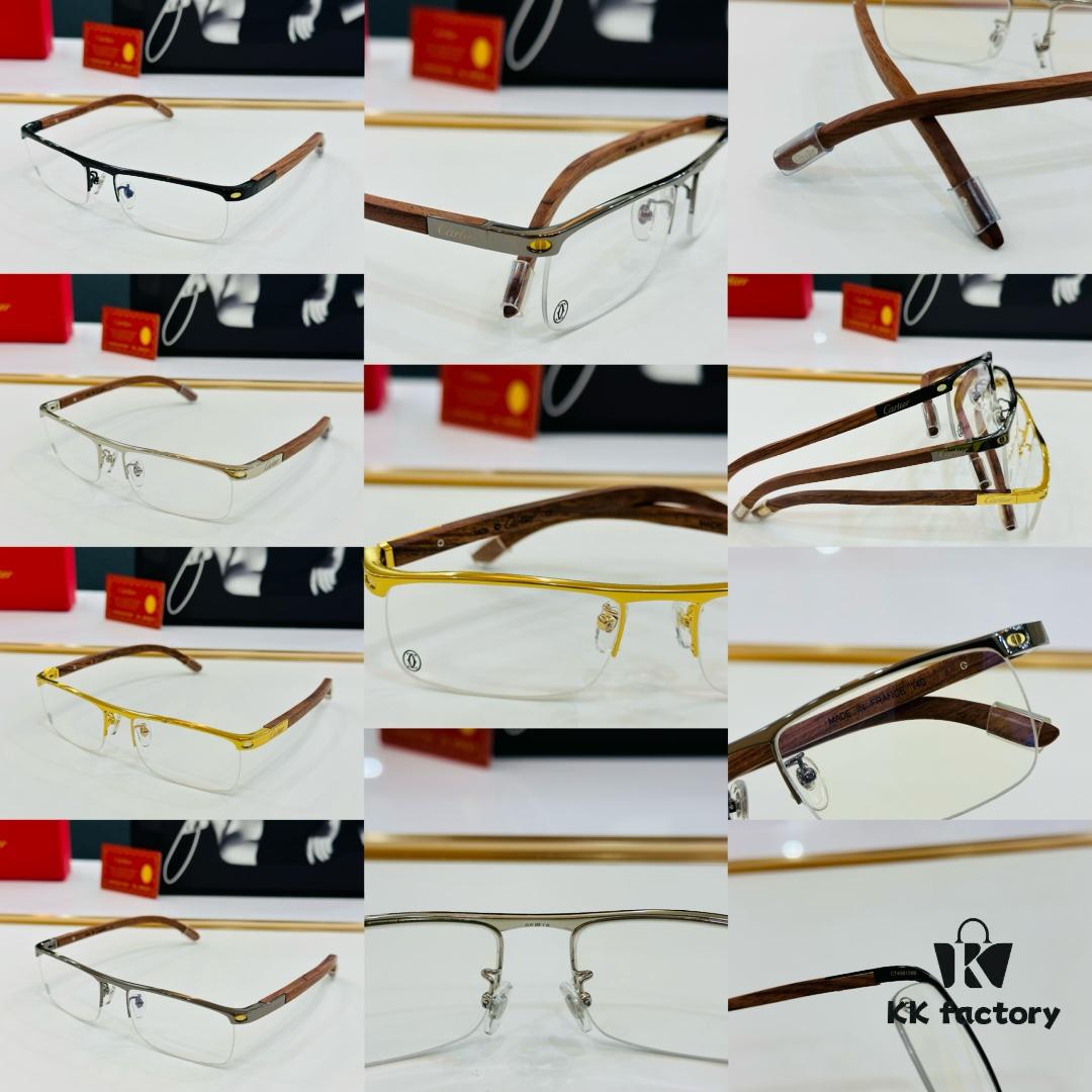 Cartier - CT4581369 Size: 58□17-140 Men's Sunglasses, Universal Frame Shape, Comfortable Fit, Suitable for All Face Types, Compatible with Prescription Lenses, Wooden Temples