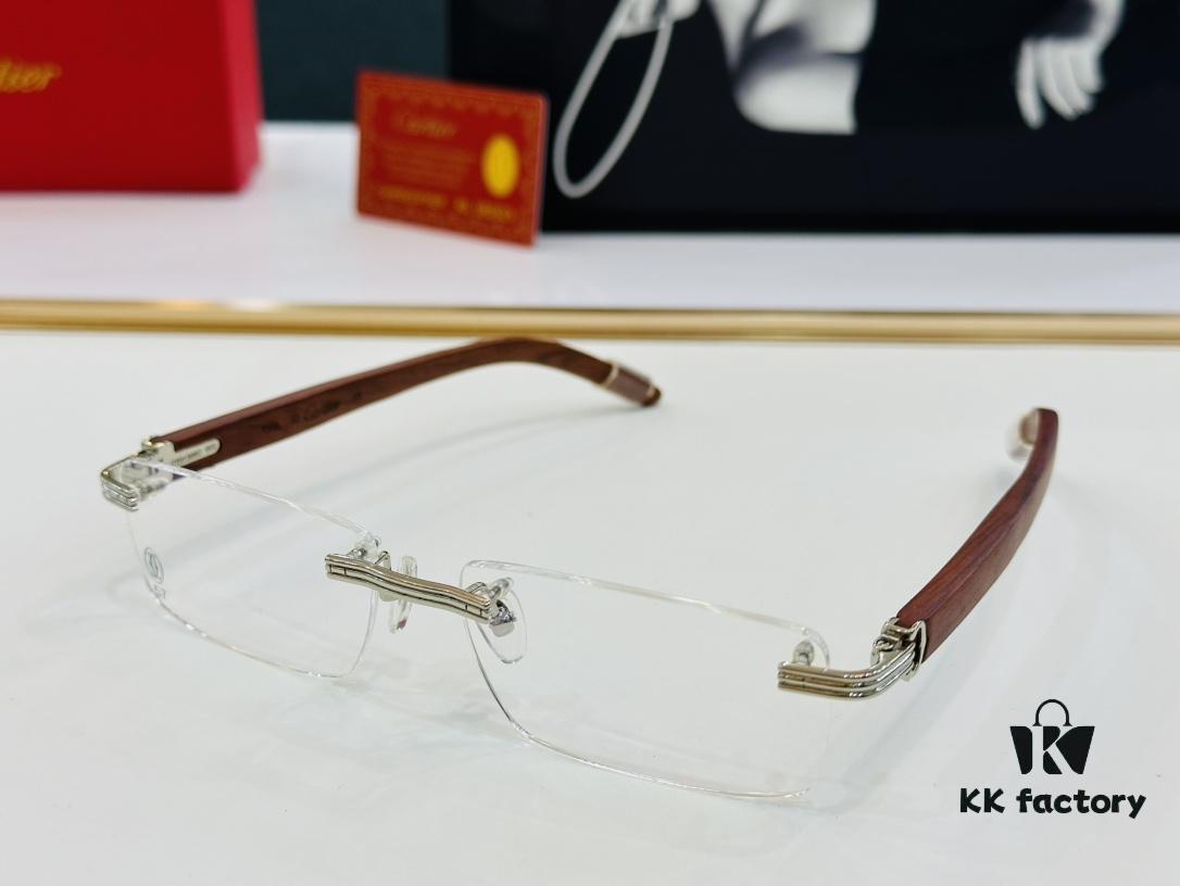 Cartier CT013660S Size: 56□17-140 Men's Sunglasses, Universal Frame Shape for All Face Types, Comfortable Wear, Compatible with Prescription Lenses, Wooden Temples