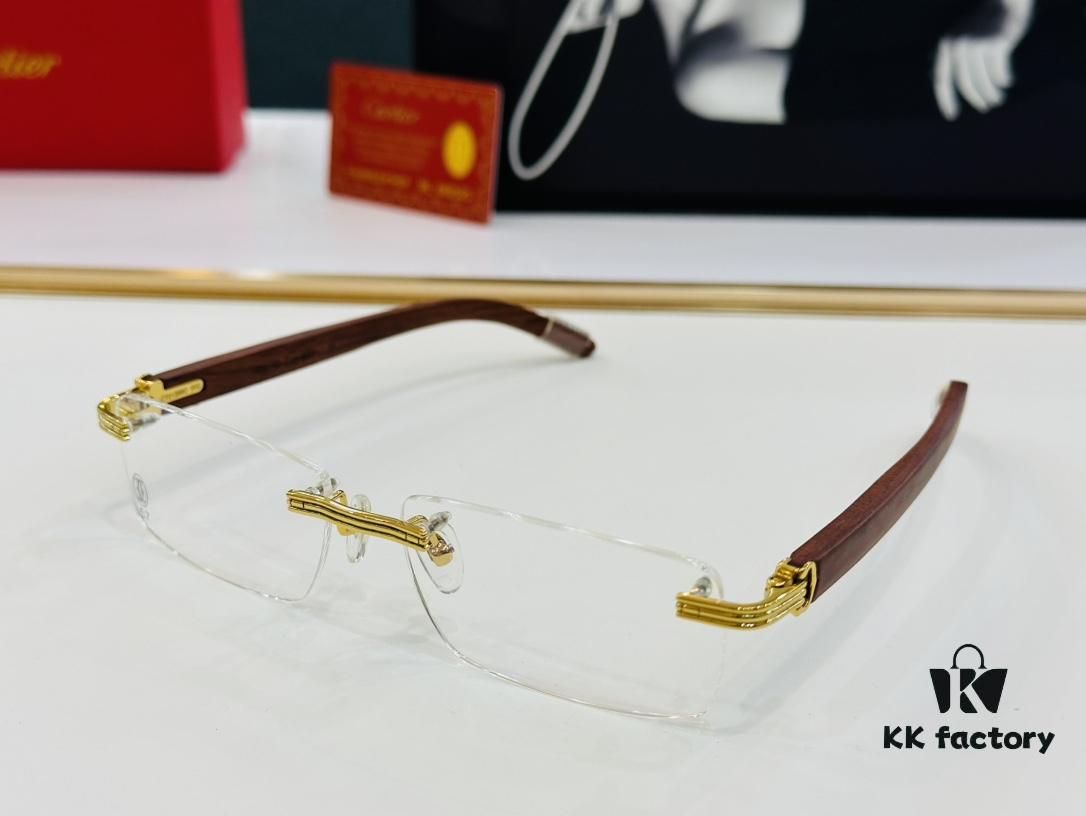 Cartier CT013660S Size: 56□17-140 Men's Sunglasses, Universal Frame Shape for All Face Types, Comfortable Wear, Compatible with Prescription Lenses, Wooden Temples