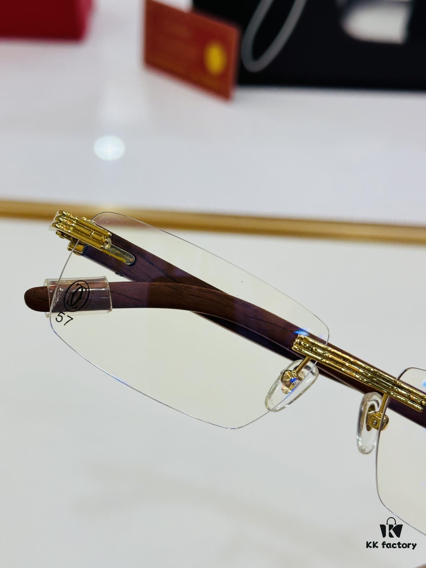 Cartier CT013660S Size: 56□17-140 Men's Sunglasses, Universal Frame Shape for All Face Types, Comfortable Wear, Compatible with Prescription Lenses, Wooden Temples