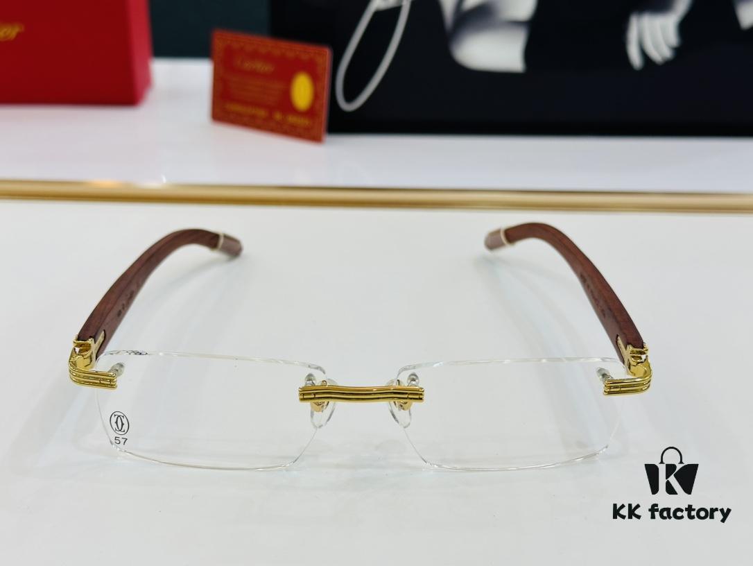 Cartier CT013660S Size: 56□17-140 Men's Sunglasses, Universal Frame Shape for All Face Types, Comfortable Wear, Compatible with Prescription Lenses, Wooden Temples