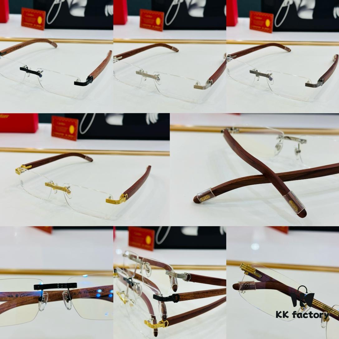 Cartier CT013660S Size: 56□17-140 Men's Sunglasses, Universal Frame Shape for All Face Types, Comfortable Wear, Compatible with Prescription Lenses, Wooden Temples