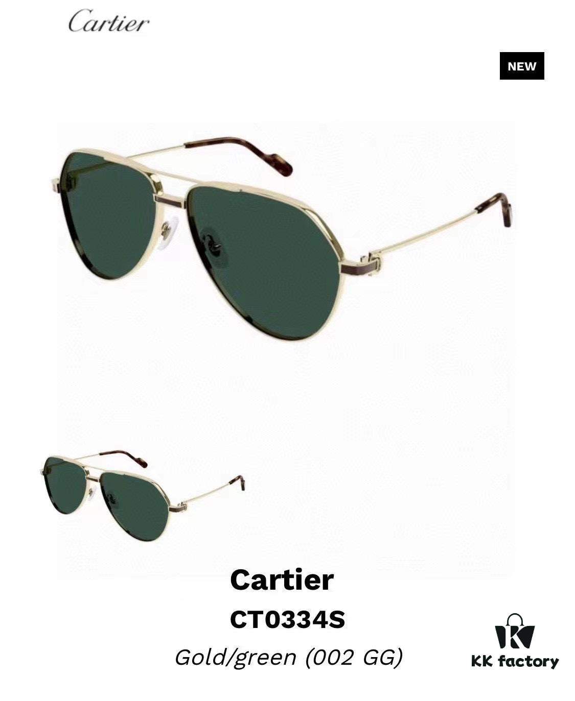 Authentic Cartier Première de Cartier Men's Sunglasses 18K Gold Plated Minimalist Wide Frame with Original Blue Coated Lenses CT0334 Size: 61 14-145