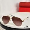Authentic Cartier Première de Cartier Men's Sunglasses 18K Gold Plated Minimalist Wide Frame with Original Blue Coated Lenses CT0334 Size: 61 14-145
