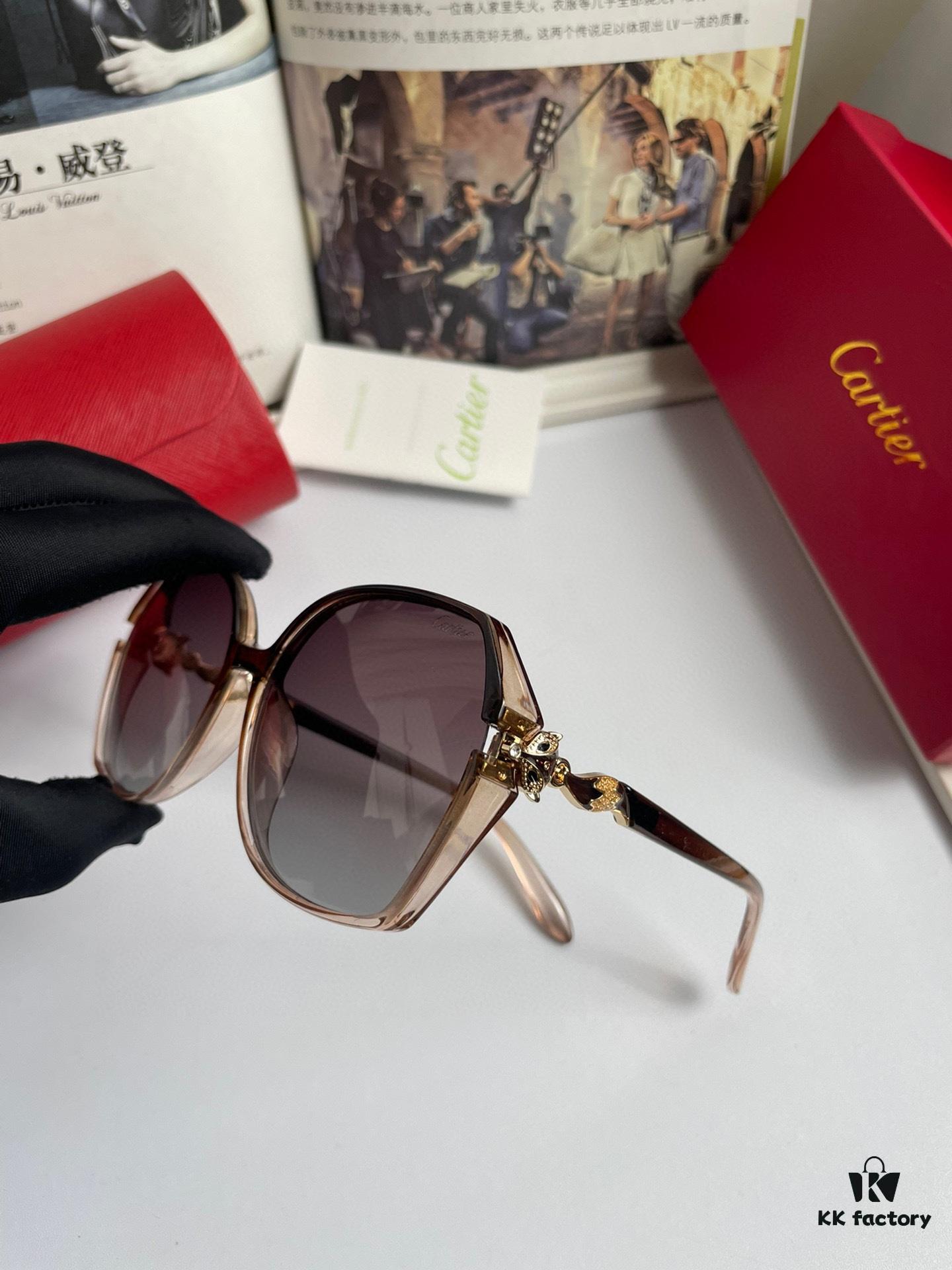 New Style Cartier Women's Sunglasses with Fox Head Temples, PC Frame and Imported Polarized Lenses