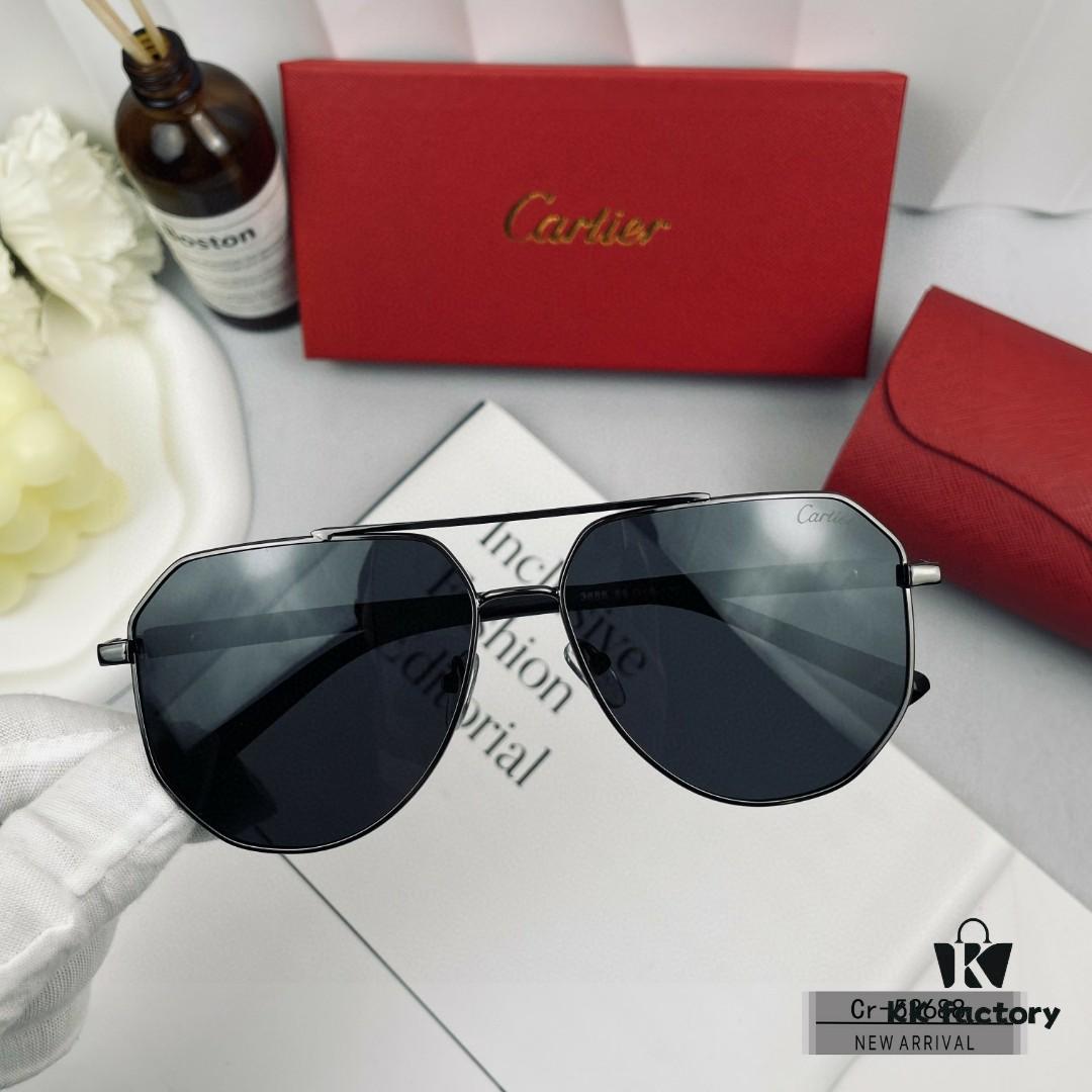 Cartier France - Men's Sunglasses with Polarized Lenses, Lightweight Metal Frame, Model 53688