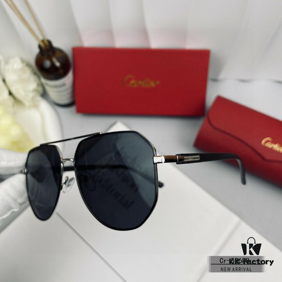 Cartier France - Men's Sunglasses with Polarized Lenses, Lightweight Metal Frame, Model 53688